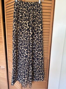 Wide-leg Zara Pants - Leopard Print, elasticized waistband